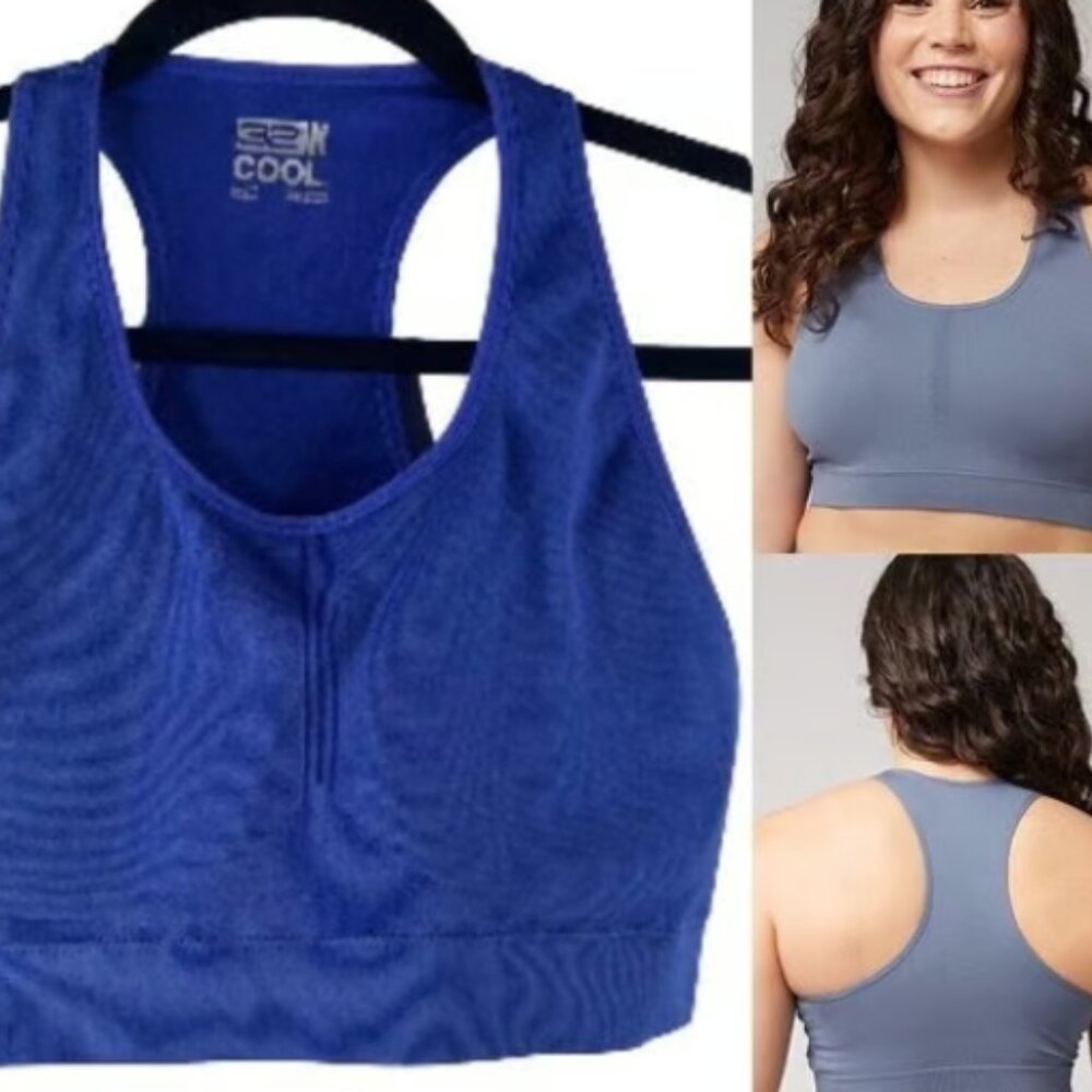 32 Degrees Cool Seamless Racerback Athletic Gym Sports Bra Top Size Small Blue